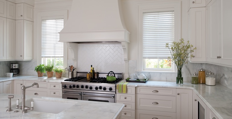 New York City white faux wood blinds